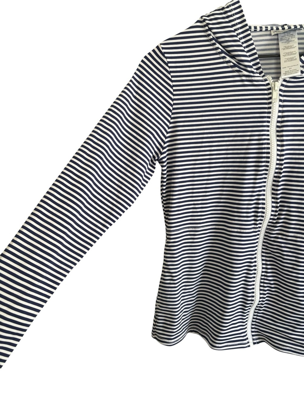Tommy Bahama Full Zip Hooded Rash Guard Jacket UPF 50+ Women's Small Navy White - Picture 3 of 14